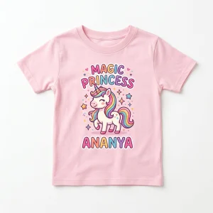 Personalized Girls’ Magic Princess Unicorn T-Shirt